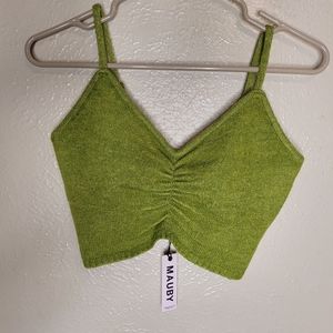 Mauby Crop Top Green Medium Knit Womens Summer Spring Beach